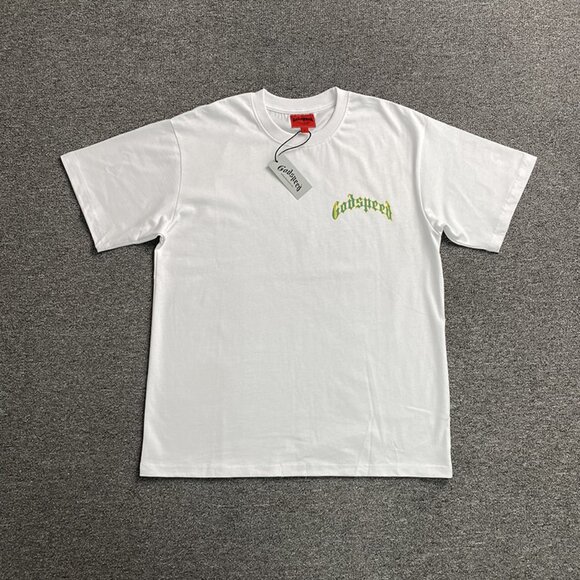 Street Inspired Godspeed T Shirt With Masked Graphic